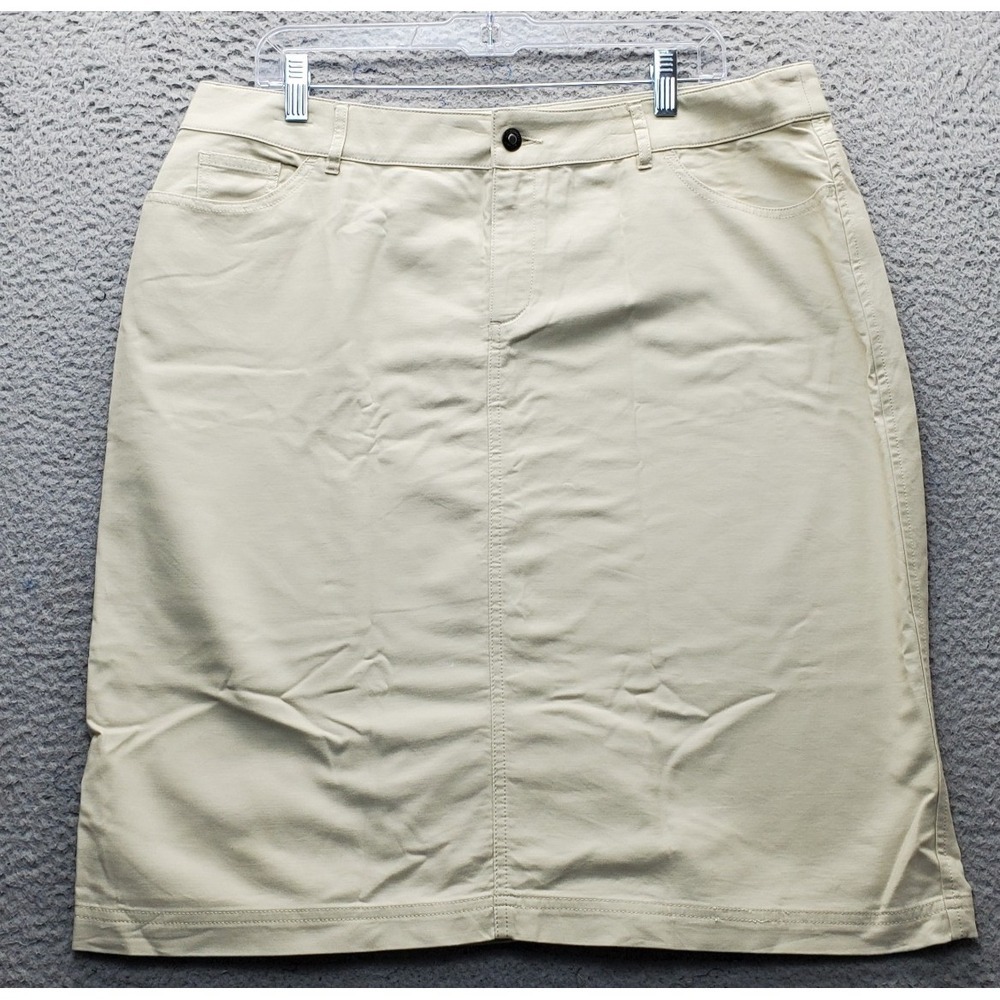 Coldwater Creek Straight & Pencil Skirt Women L Tan Classic 5-Pocket Vented Back